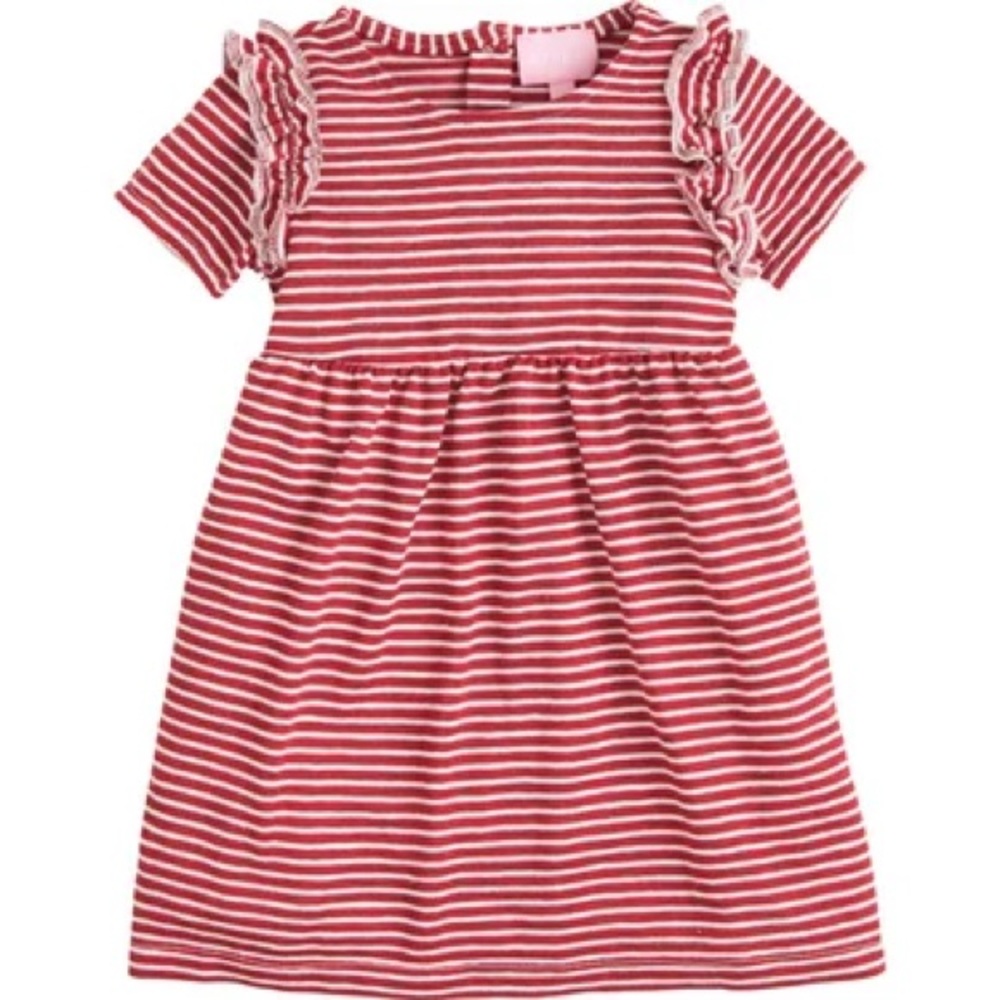 Bisby Helen Dress in Deep Red Stripe - Size 3